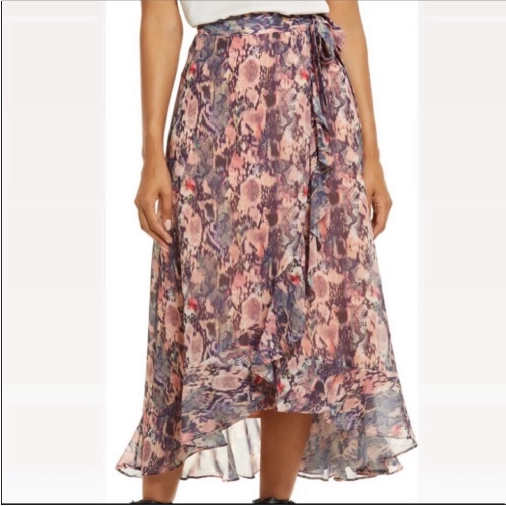 All Saints cosmo masala blush pink wrap midi skirt - Picture 2 of 9